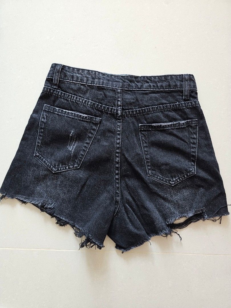 Alexander wang new arrivals distressed denim shorts