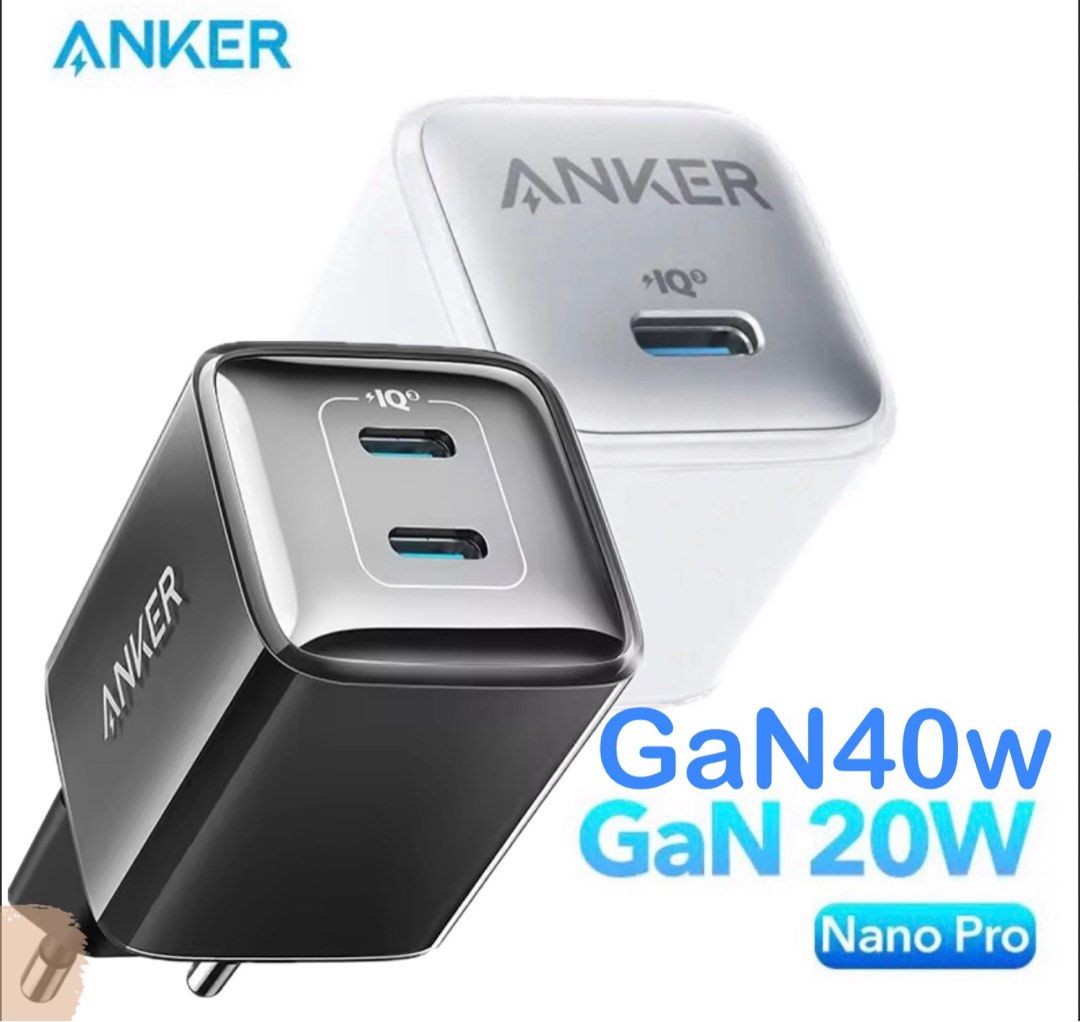 Anker 521 Charger (Nano Pro), 40W PIQ 3.0 Dual Port Compact USB C