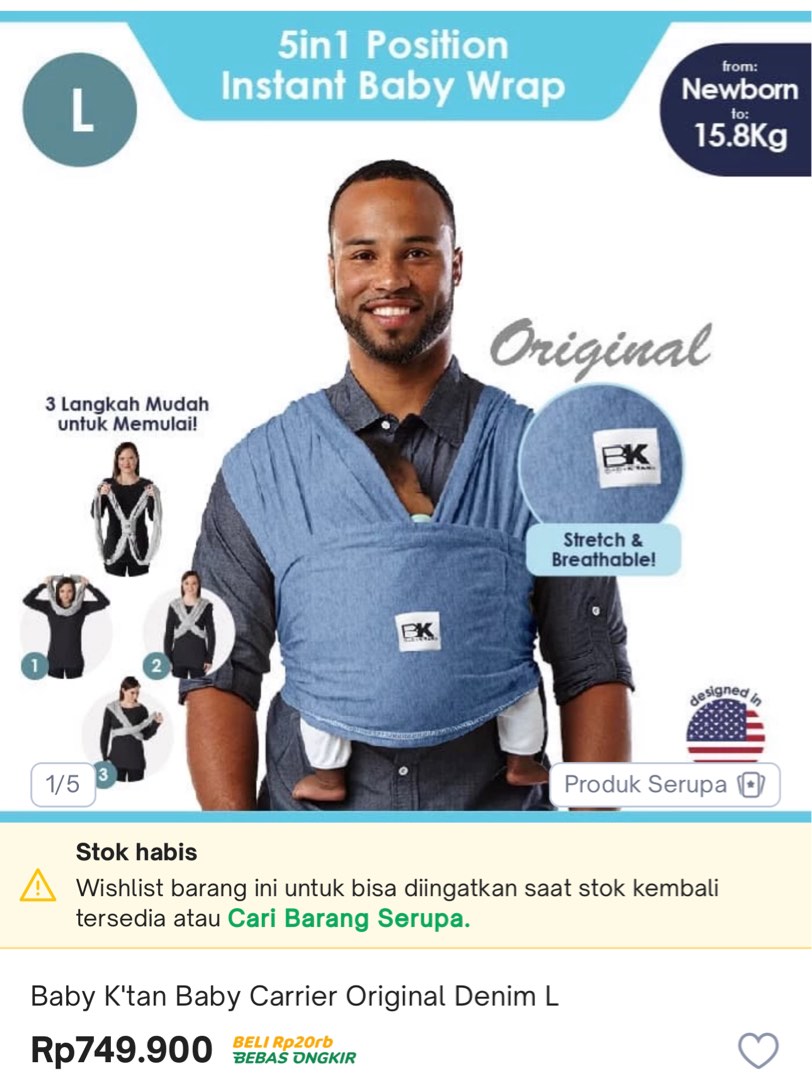 Baby Ktan carrier gendongan bayi ukuran L, Bayi & Anak, Lainnya di ...