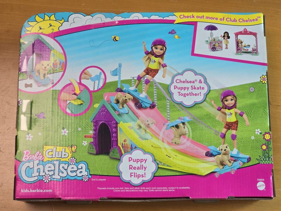 Barbie club chelsea flips & fun hotsell skate ramp playset