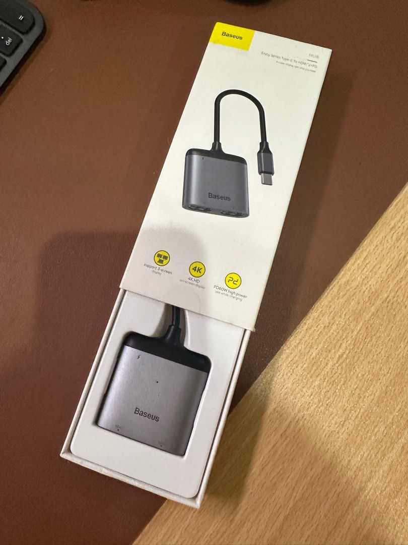 Baseus Dual Monitor Type C (Category: Cables & Adaptors) located in Makati City. Submitted by kobewobee (Listing ID 1284443975, Image 1). Description: Rfs: decluttering Switch to single monitor.