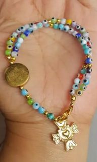Beautiful murano evil eye St. Benedict protection rosary bracelet