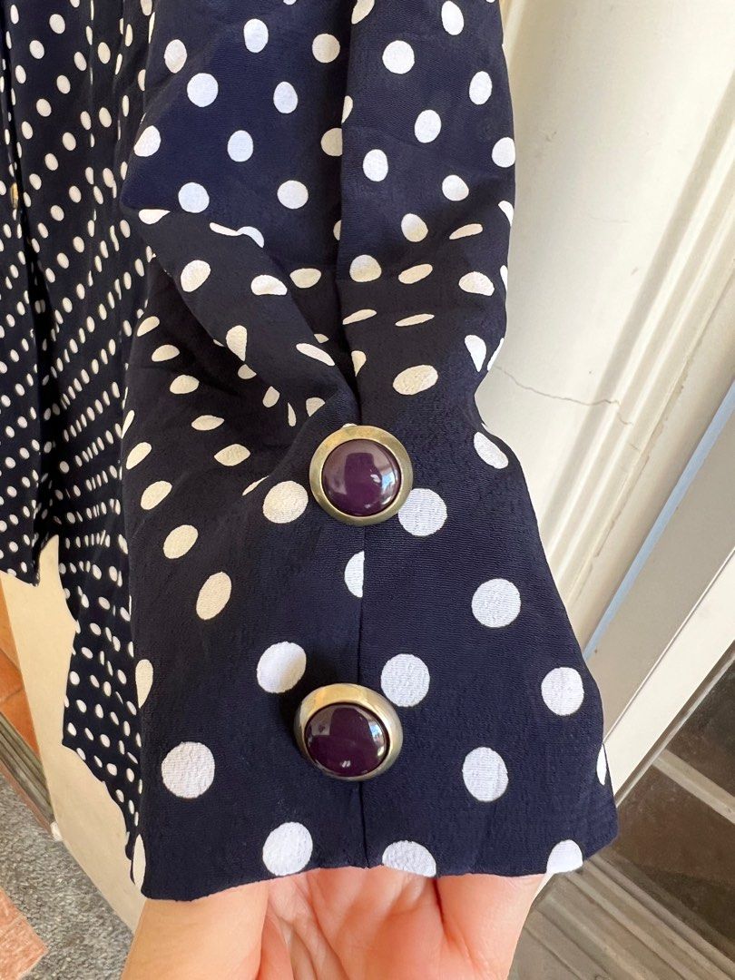 Blue and white polka peplum (Category: Blouses) located in Davao. Submitted by thedeclutterMD (Listing ID 1284476054, Image 3). Description: Bust 38in.