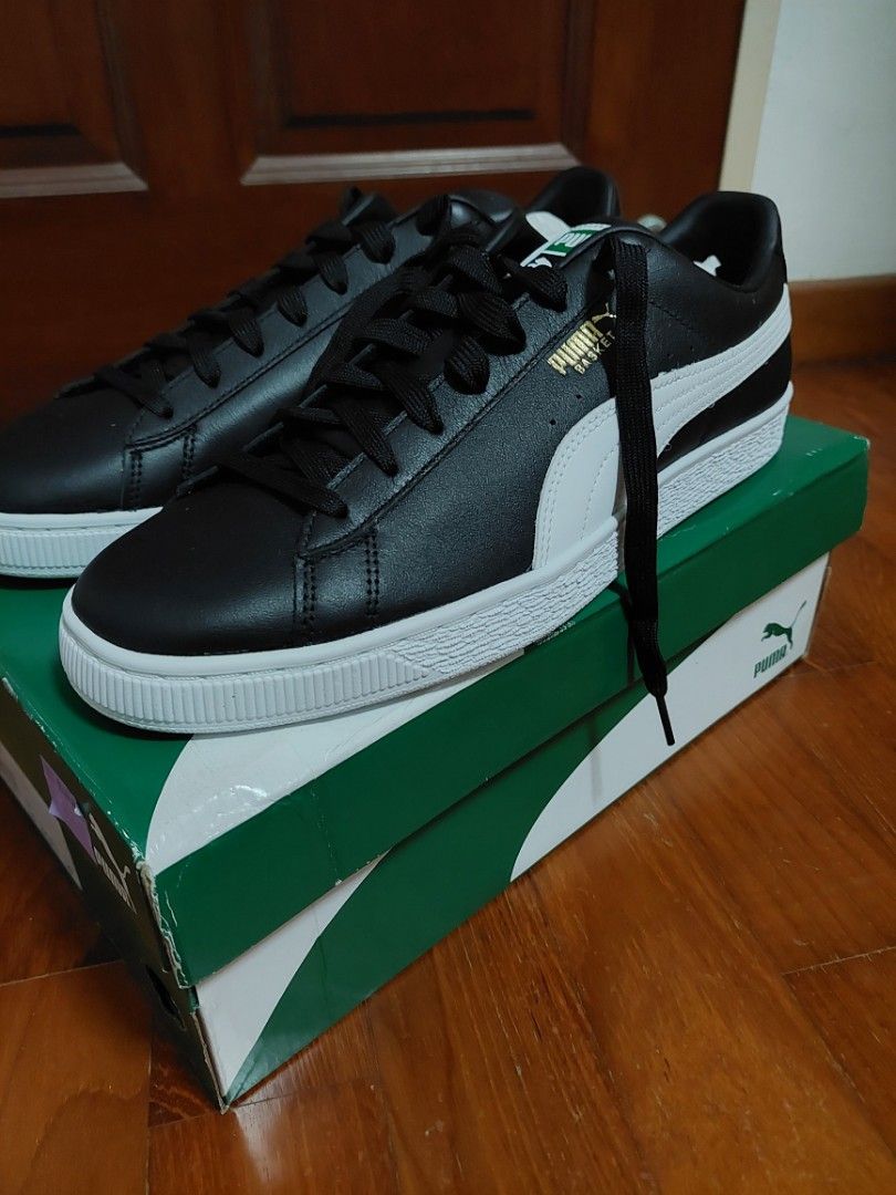 BNIB Puma Basket Classic XXI Black Leather Luxury Sneakers