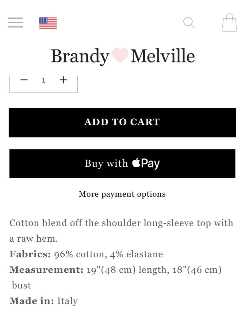 Brandy Melville off shoulder long sleeves (Bonnie top), 女裝, 上衣, 長袖衫-  Carousell