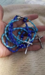 Cats eye beads & evil eye murano protection rosary