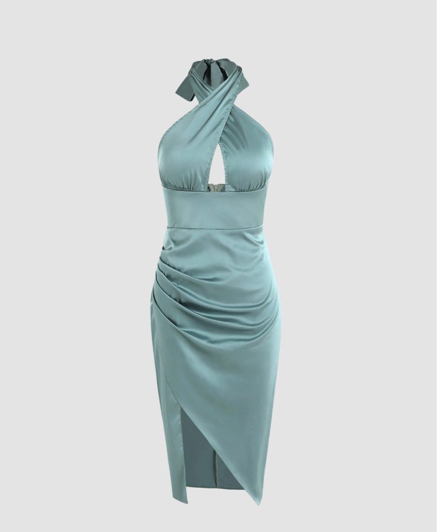 CIDER HALTER MIDI DRESS BLUE , Women's Fashion, Dresses & Sets, Evening  Dresses & Gowns on Carousell