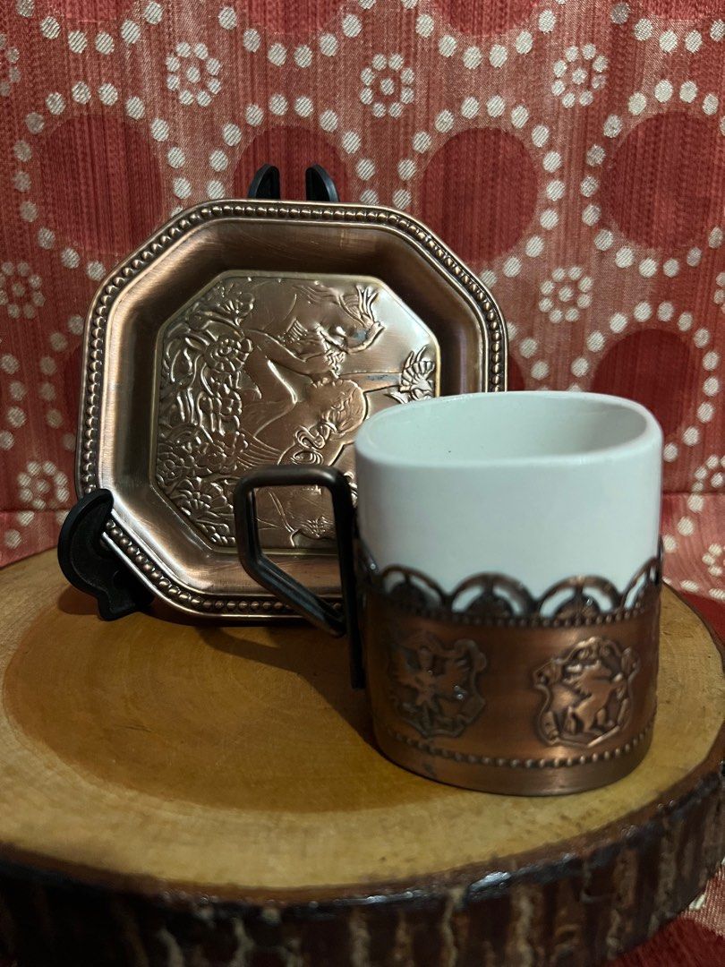 Classic Copper Cups and Saucers J153-B7 (Category: Coffee & Tea Tableware) located in Bulacan. Submitted by selling_low_by_bella_ben (Listing ID 1284401694, Image 1). Description: Classic Copper Cups and Saucers J153-B7 💰249 each 📌 SET: 4 pairs available ✅ 9.5/10 condition (Please check pictures for the overall condition) ✅ Measurement is indicated in the photo ✅ No box, therefore glassware without box may have minimal scratches due to stacking