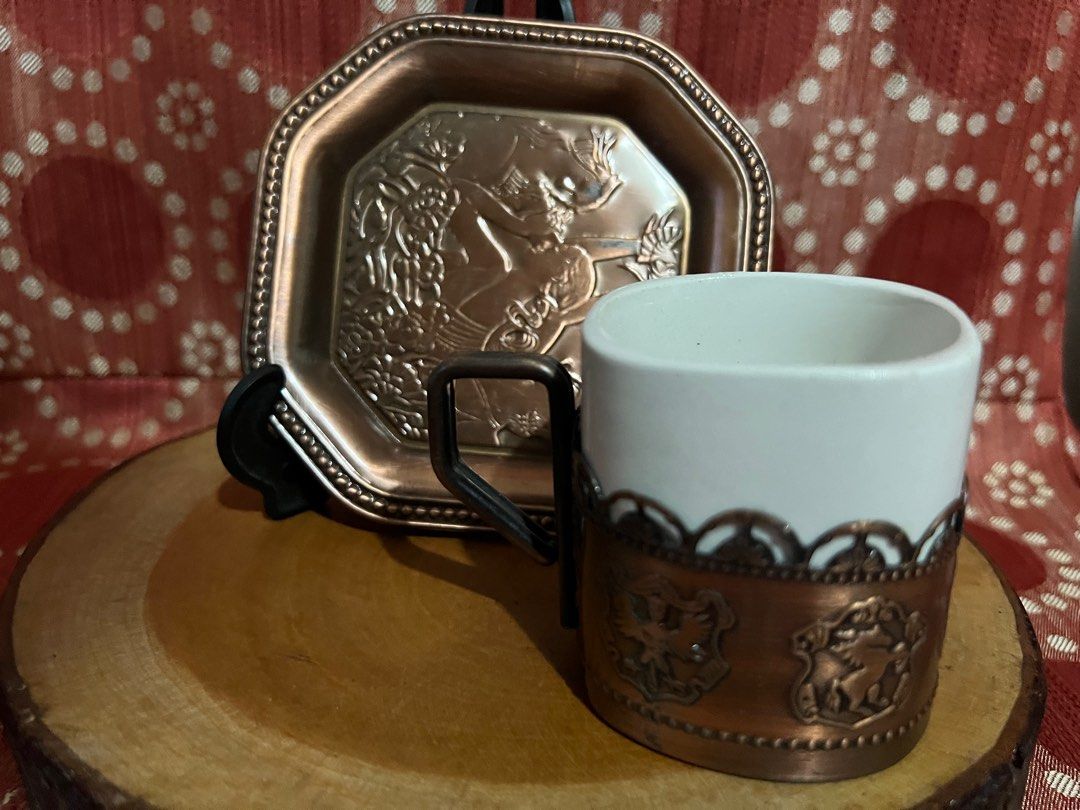 Classic Copper Cups and Saucers J153-B7 (Category: Coffee & Tea Tableware) located in Bulacan. Submitted by selling_low_by_bella_ben (Listing ID 1284401694, Image 3). Description: Classic Copper Cups and Saucers J153-B7 💰249 each 📌 SET: 4 pairs available ✅ 9.5/10 condition (Please check pictures for the overall condition) ✅ Measurement is indicated in the photo ✅ No box, therefore glassware without box may have minimal scratches due to stacking