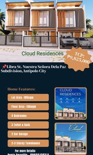 CLOUD RESIDENCES 2 & 3 STOREY PRE SELLING TOWNHOUSE FOR SALE IN ANTIPOLO CITY