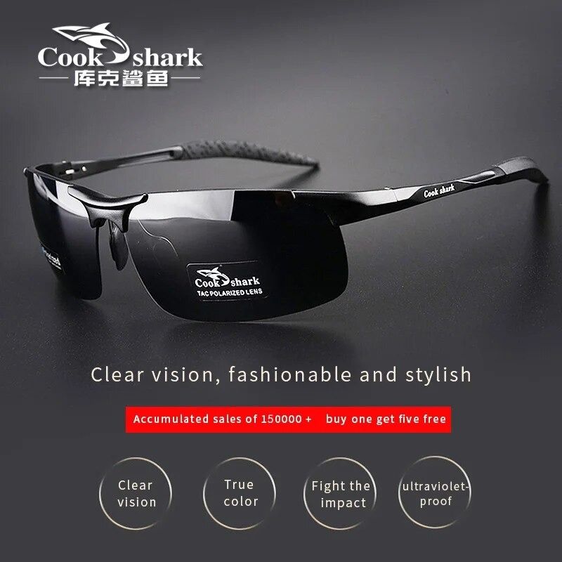 Cook Shark's new aluminum magnesium sunglasses men's sunglasses HD  polarized driving drivers color glasses tide, 男裝, 手錶及配件, 眼鏡- Carousell