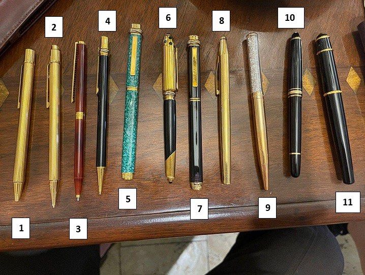Designer Pens (Category: Luxury Accessories) located in Mandaluyong City. Submitted by olachicoas (Listing ID 1281070883, Image 1). Description: Cartier, Montblanc, S.J. Dupont and Swarovski Pen Pricelist 1. Le Must de Cartier Gold plated pen - Php 45,000.00 2. Le Must de Cartier Gold plated pencil - Php 30,000.00 3. 90’s S.T. Dupont Classique Lacquer with paved diamonds ballpoint pen - Php 45,000.00 4. Cartier Must De Cartier Trinity Ring Ballpo