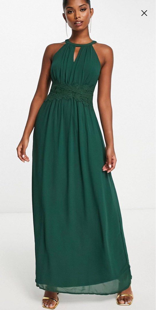 Forest green halter dress clearance