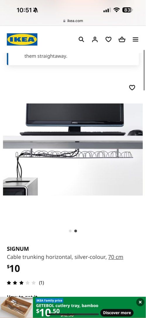 SIGNUM Cable management, horizontal, silver color - IKEA