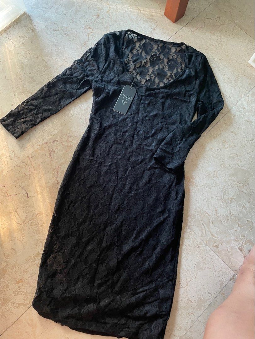 Guess black lace dress top