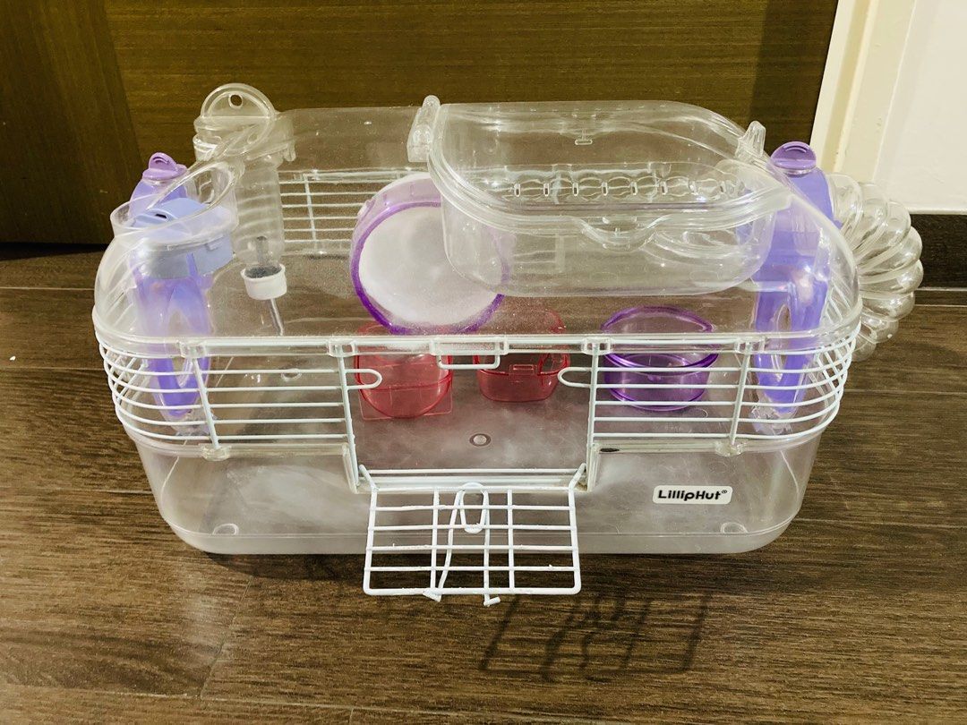 Hamster Cage with wheel bottle feeding tub tunnel hideout bathing