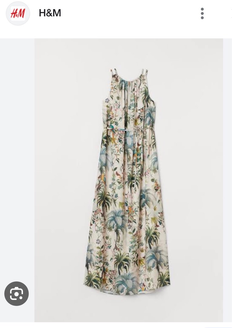 H M Tropical Maxi Dress with Belt Women s Fashion Dresses Sets Dresses on Carousell