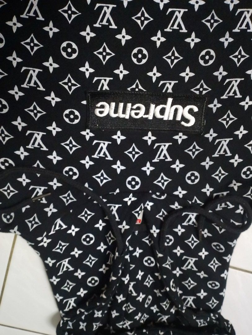 Lv x supreme hoodie black discount
