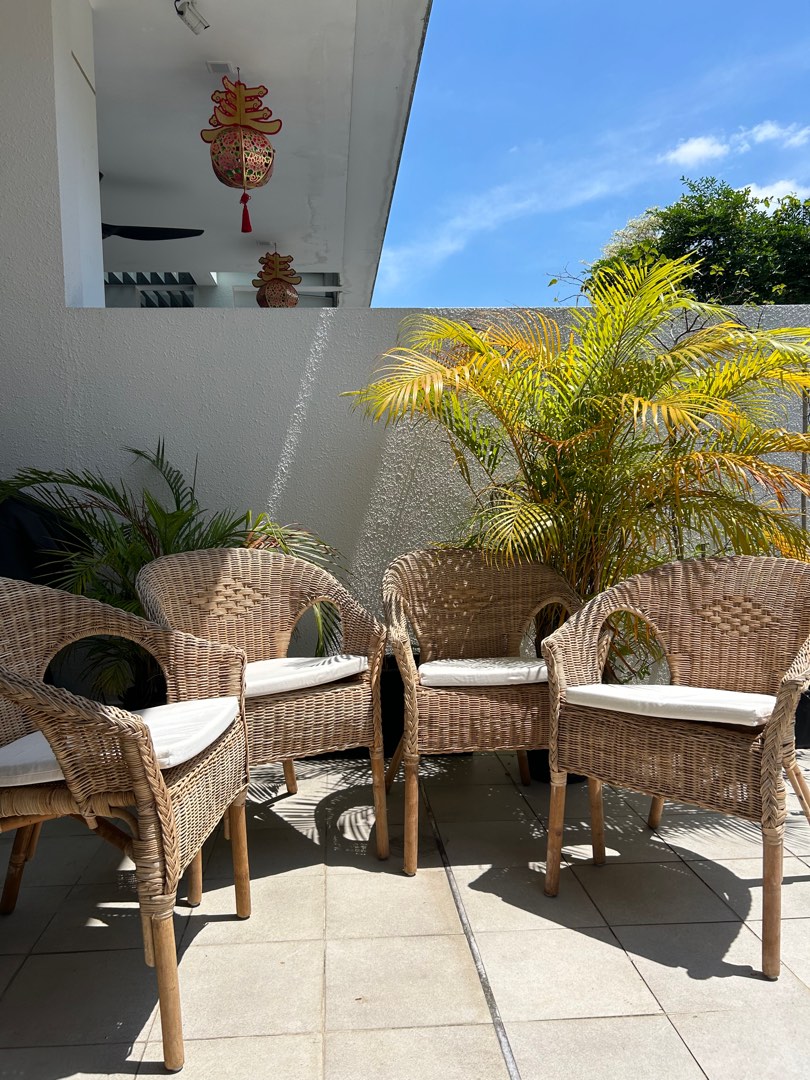 Ikea Agen chair natural rattan with cushion Furniture Home