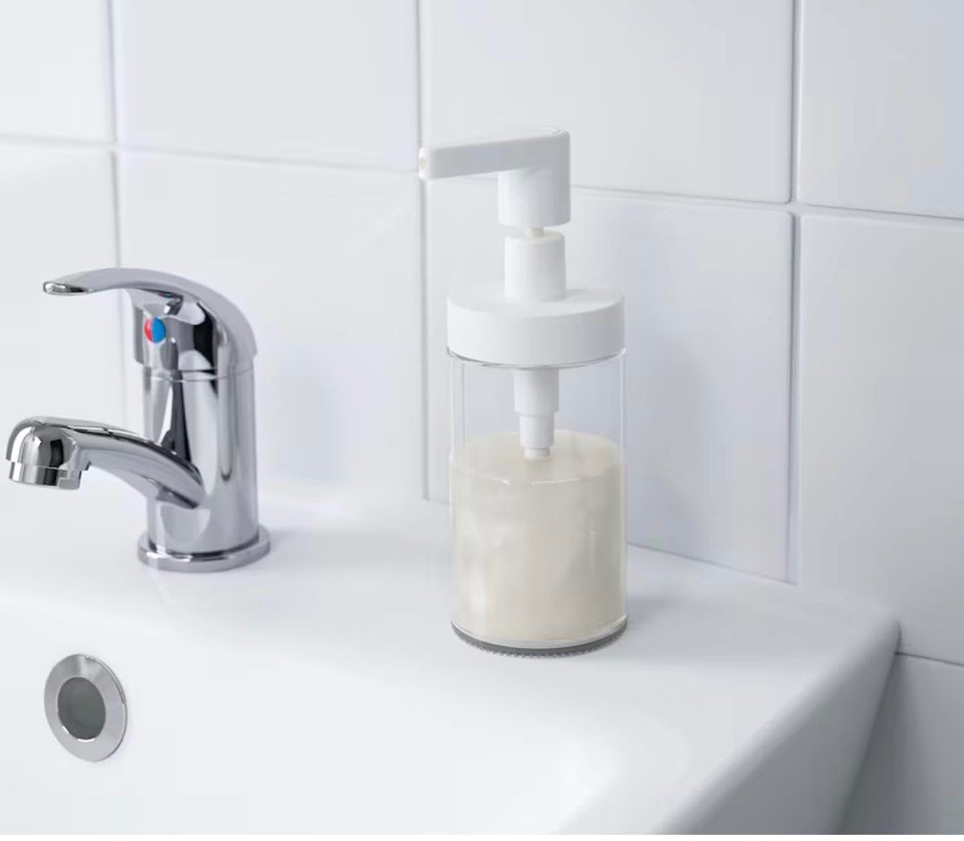 Ikea Tackan Soap Dispense, White/Glass (Category: Hands & Nails) located in Makati City. Submitted by mtmfortune (Listing ID 1284443462, Image 3). Description: Ikea Tackan Soap Dispense, White/Glass It’s easy to see when you’re running low on hand soap, hand sanitizer, lotion, shampoo or whatever you keep in this transparent dispenser. The wide opening minimizes spills when it’s time for a refill and makes it easy to refill. Made of glass, which 