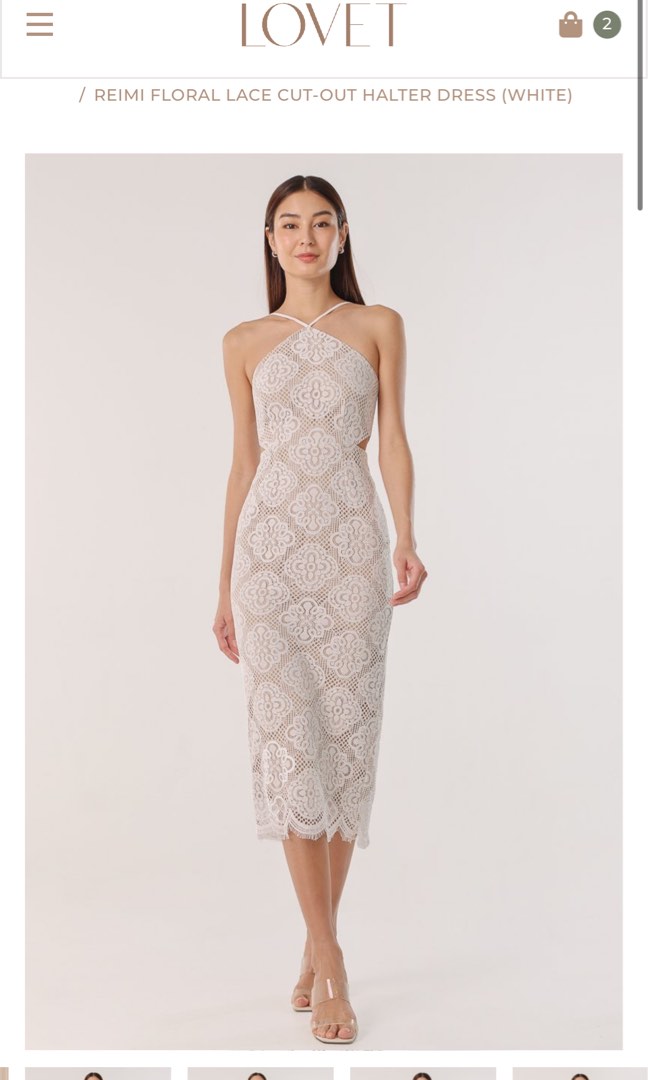 White floral lace cutout dress cheap