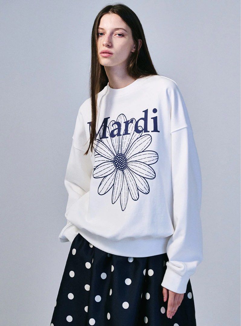 Mardi Mercredi Sweatshirt FlowerMardi (White Navy), 女裝, 上衣