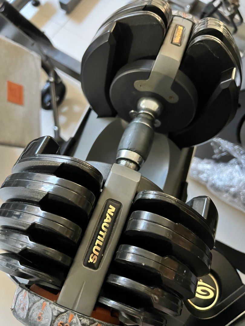 NAUTILUS ADJUSTABLE DUMBBELLS WITH STAND Sports Equipment Exercise Fitness Weights Dumbbells on Carousell