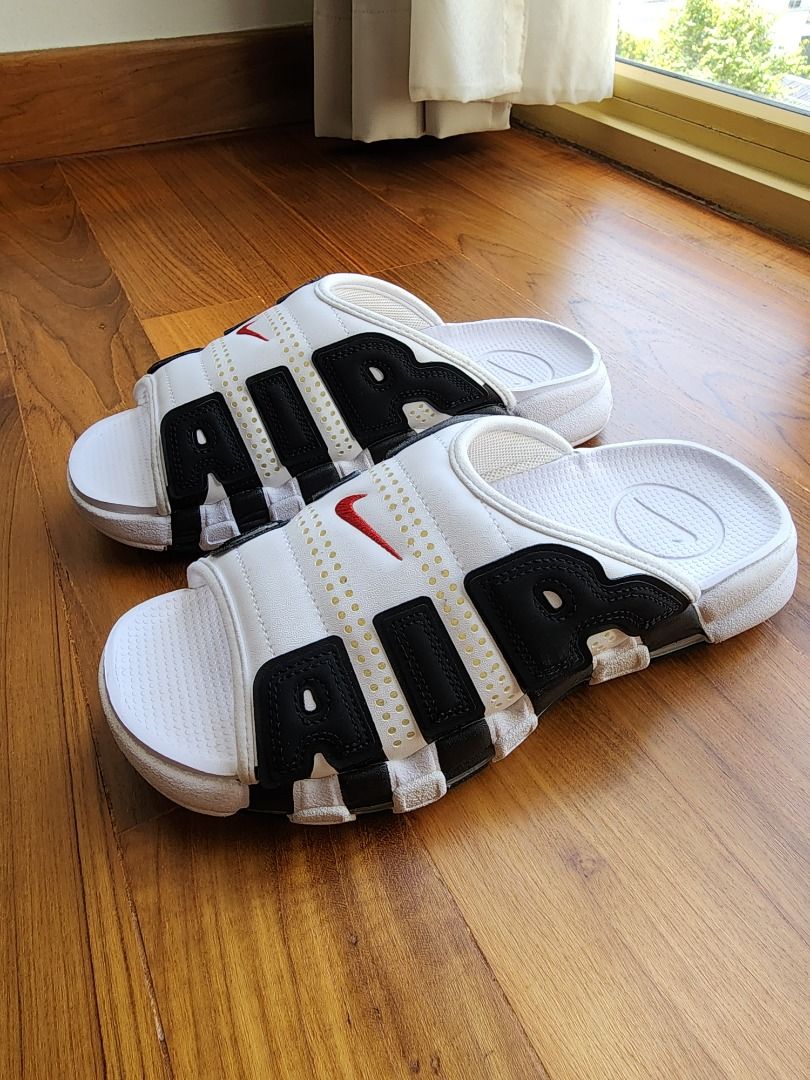 Nike Air More Uptempo Slide White Black Varsity Red Men s