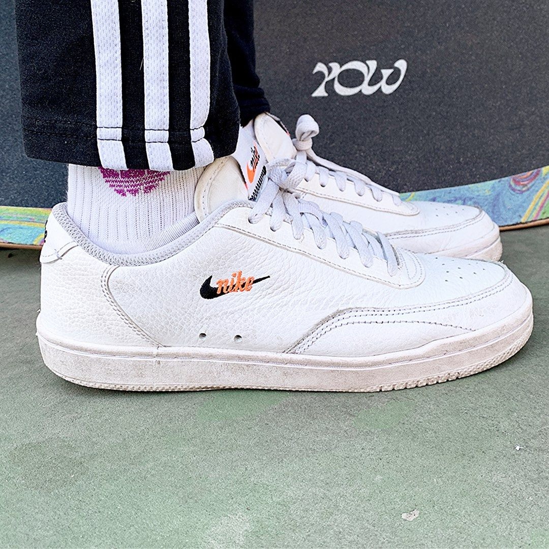 NIKE COURT VINTAGE PRM WMNS 皮革 復古 平底 百搭 基本款 休閒鞋 低筒 小LOGO 全白配色 US6 5 23