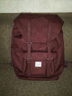 [Negotiable] Herschel Little America Mid Backpack Laptop Pocket 17 Liter Plum Dot Checkers Original Unisex [color maroon]