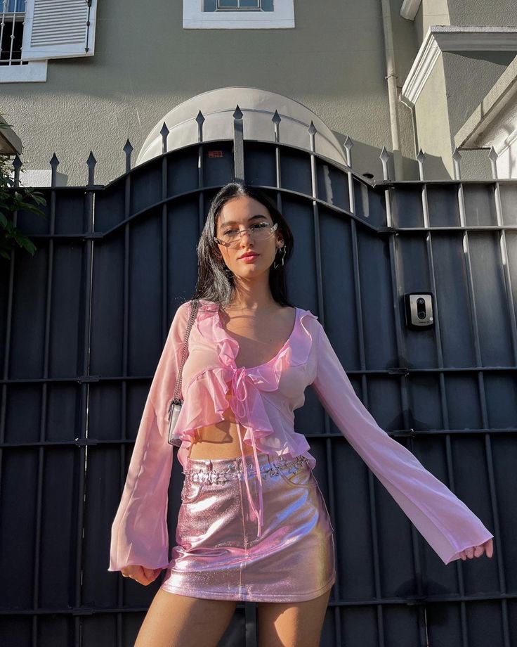 Pink metallic skirt long clearance
