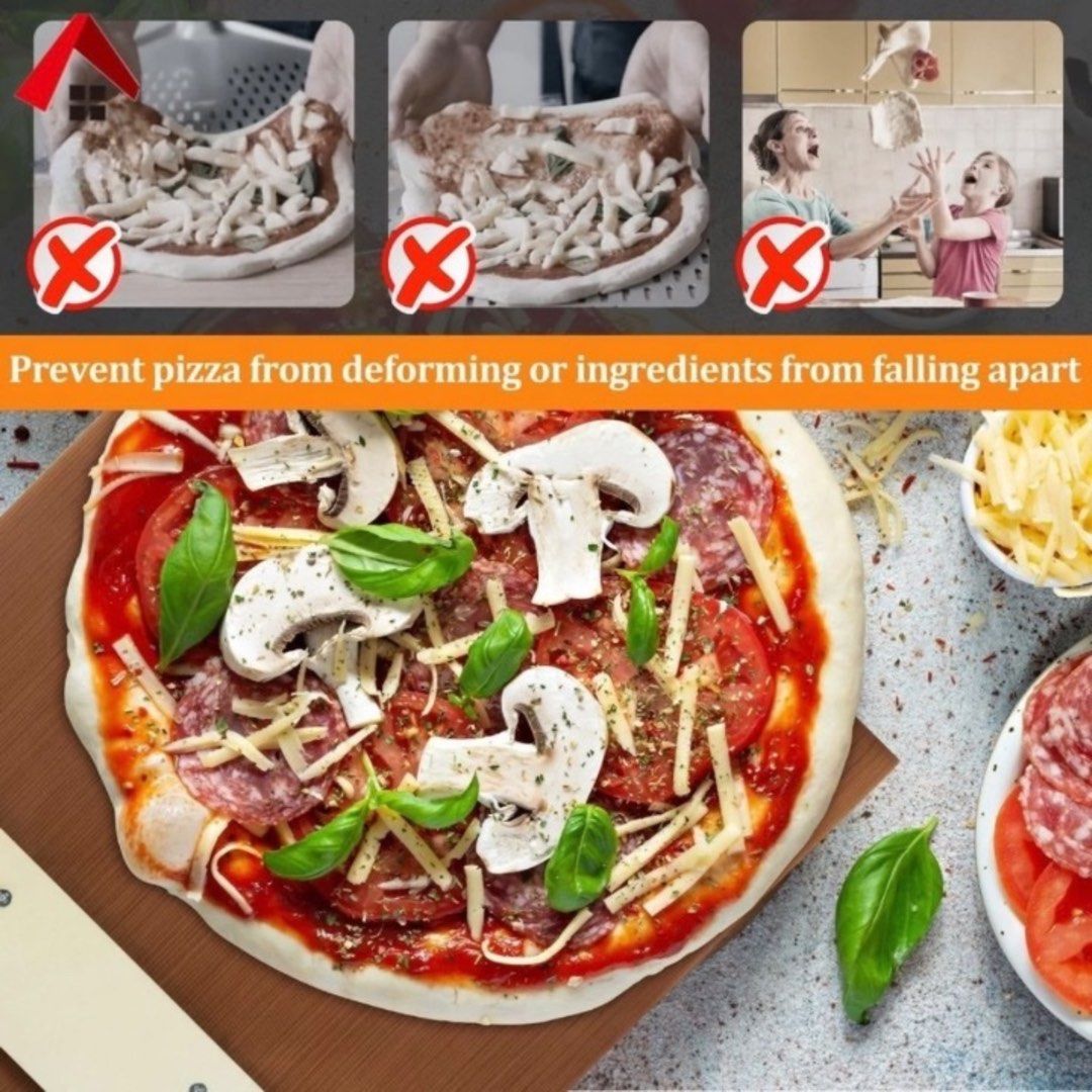 Pizza Scoop Wooden Sliding Pizza Shovel + Pizza Wheel Cutter Set, Pizza  Scooper Spatula, Sliding Pizza Board Roller