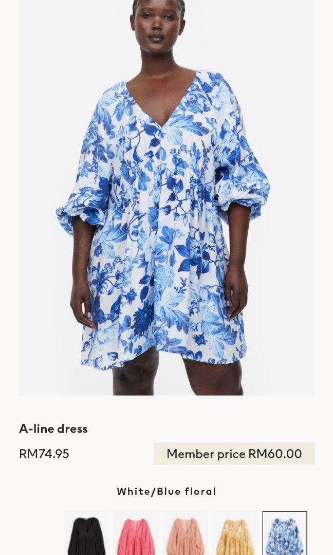 H and m blue floral outlet dress