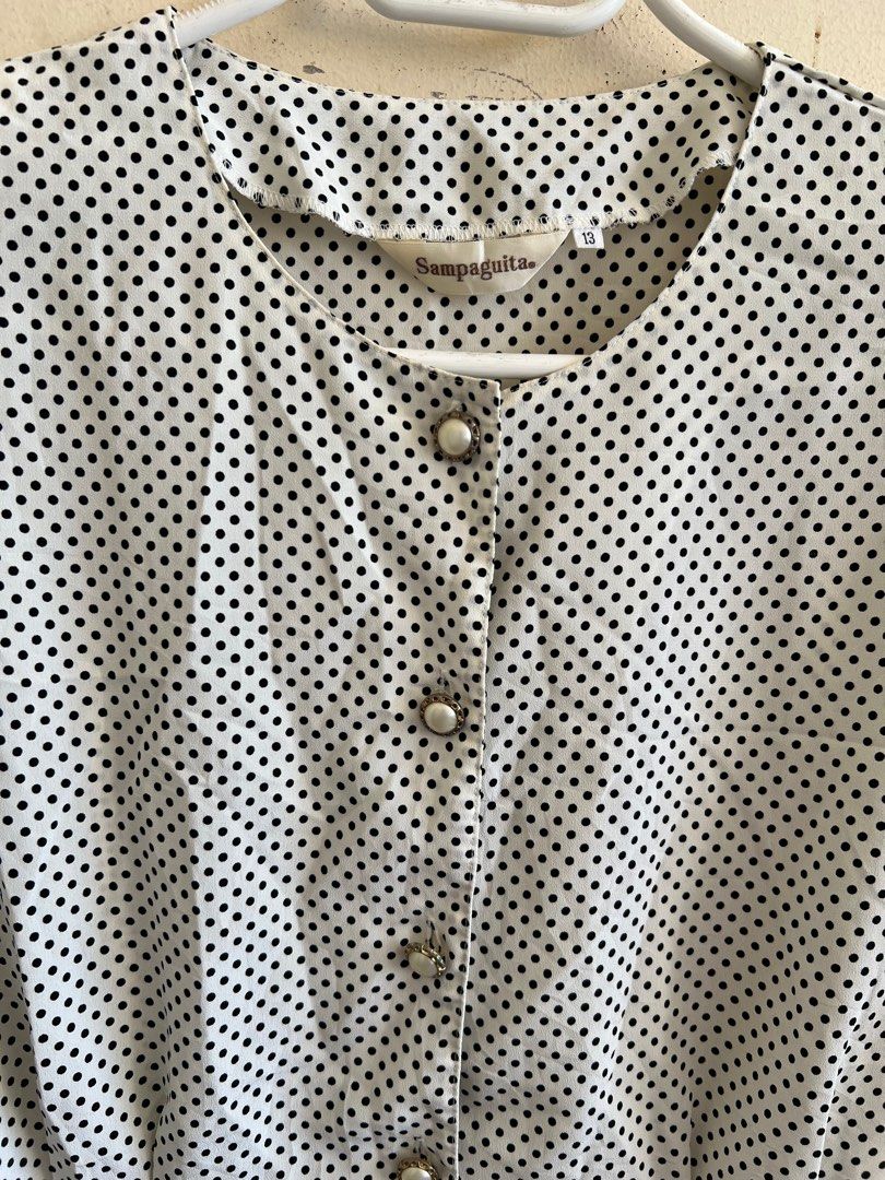 Polka peplum top (Category: Blouses) located in Davao. Submitted by thedeclutterMD (Listing ID 1284476265, Image 3). Description: Bust 38in.