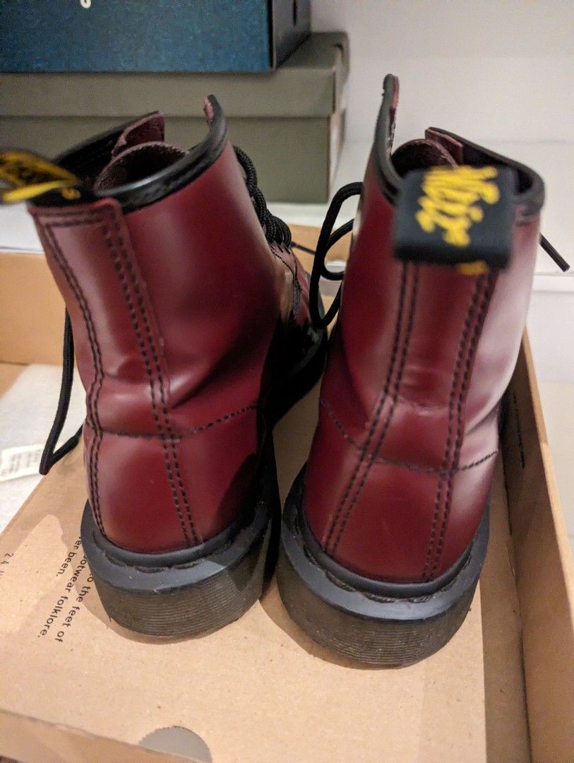 Pre Loved Dr Martens Cherry Red Rouge Boots Size EU37 Women s