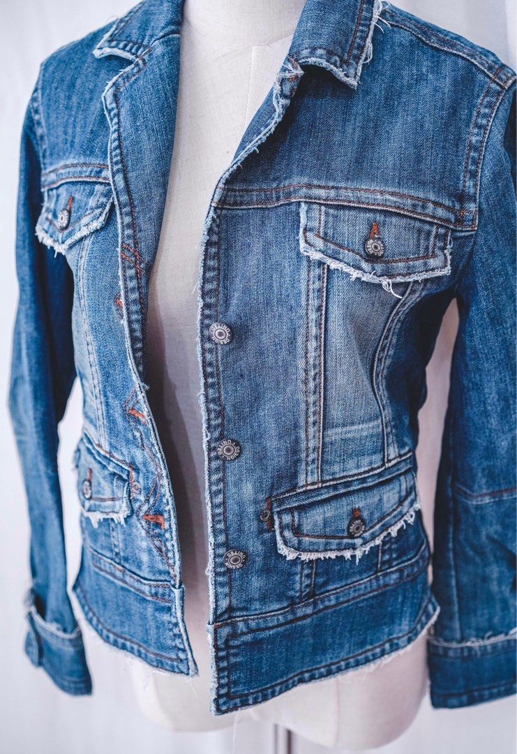 PRELOVED WOMEN JEANS DENIM JACKET PLAIN CASUAL FASHION BLAZER COAT CARDIGAN BAJU JAKET JEANS LONG SLEEVES