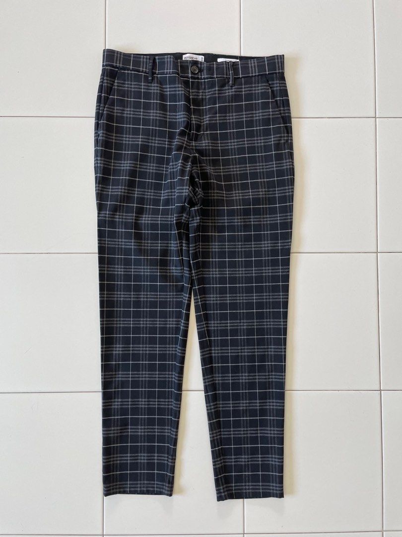 Pull Bear Gingham Checkered Slim Fit Formal Pants