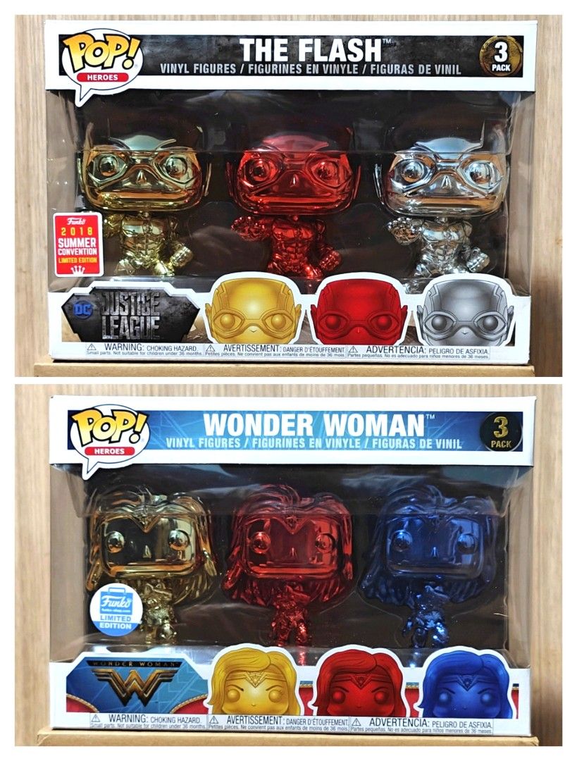 SALE** DC Funko Pop Pack Flash, Wonder Woman, Hobbies Toys