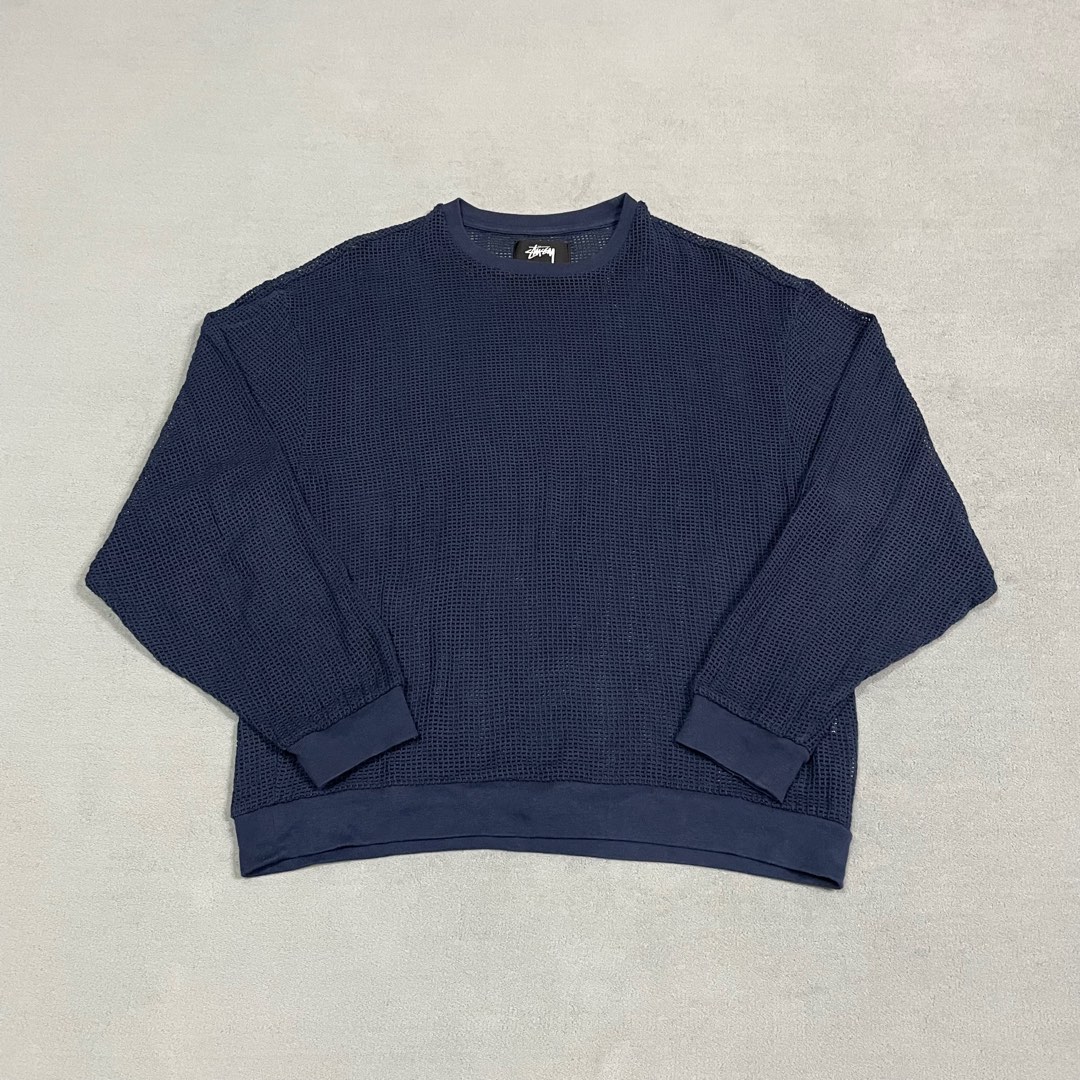 stussy cotton mesh L/S crew 洞洞衣, 他的時尚, 上衣與西裝, T恤