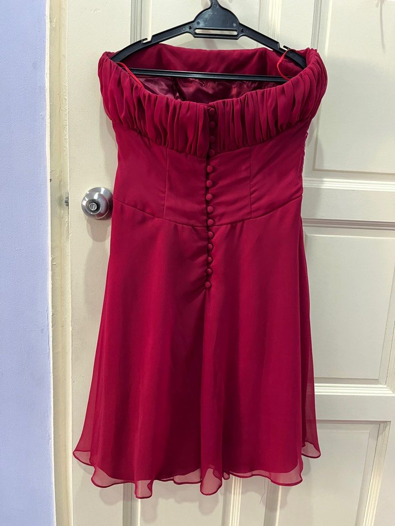 open lace back dress Penelope High Slit Dress- Deep Red 14 main image 0