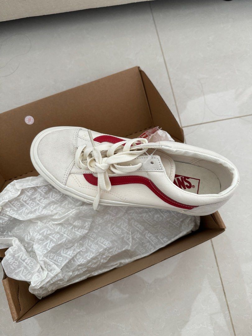 Vans Marshmallow Racing Red Men s Fashion Footwear Sneakers on