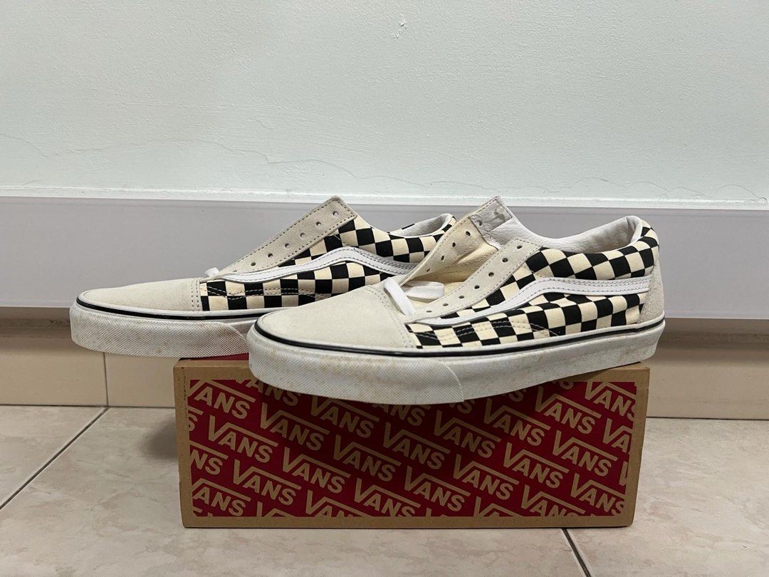 Checkered vans cream shop