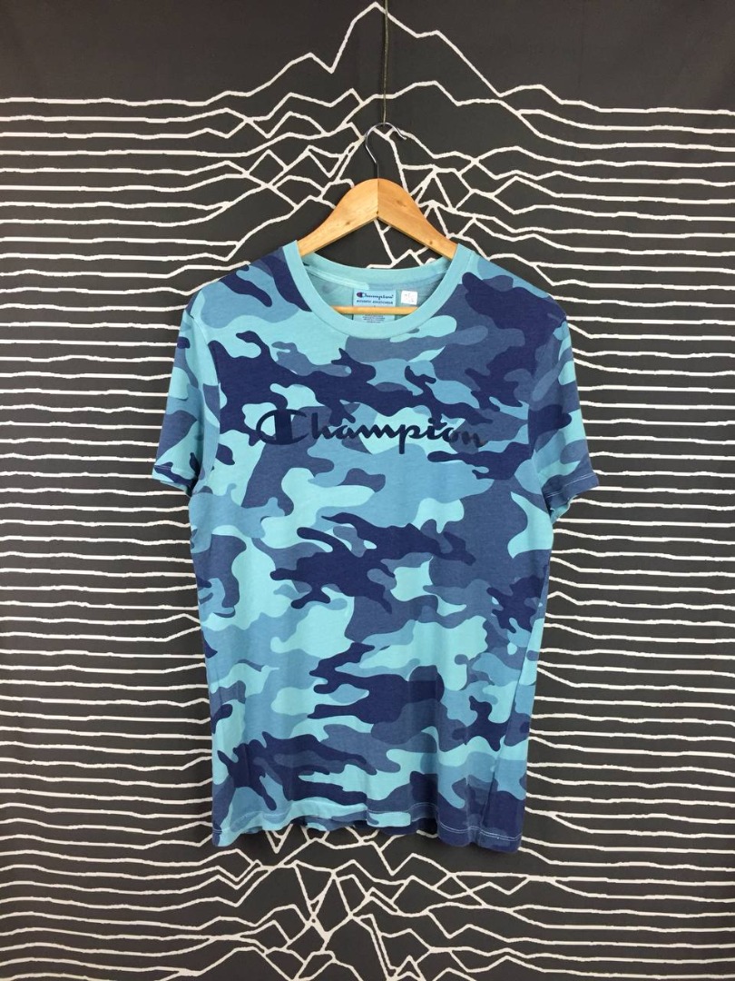 Blue camo champion shirt hotsell