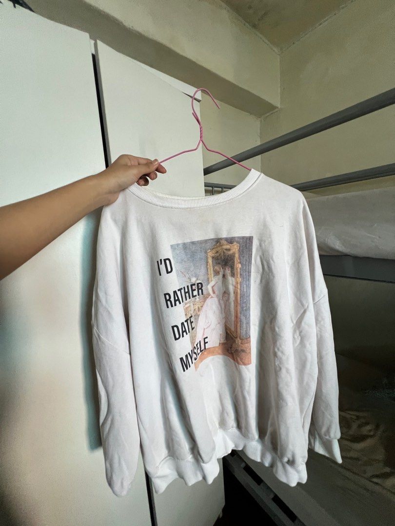 White Oversized Graphic Sweater