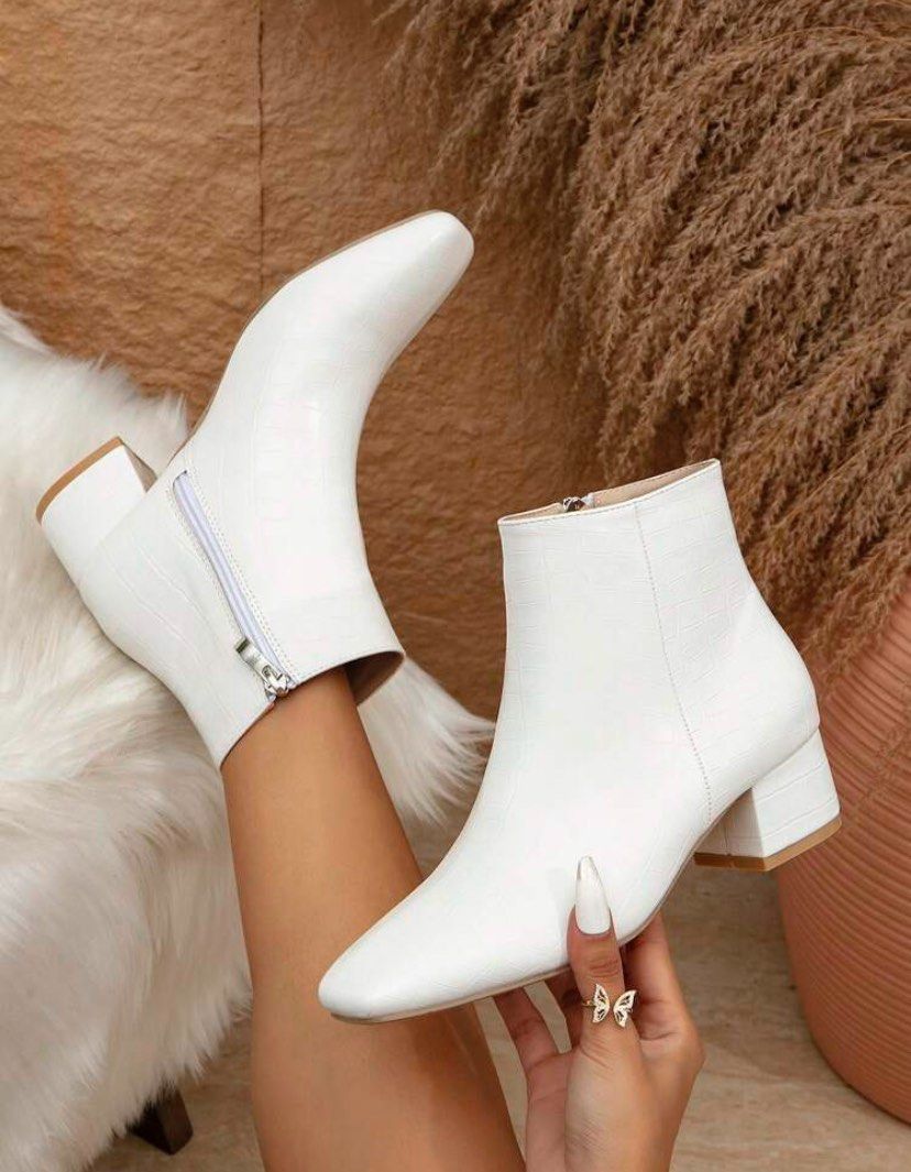 White square top toe booties