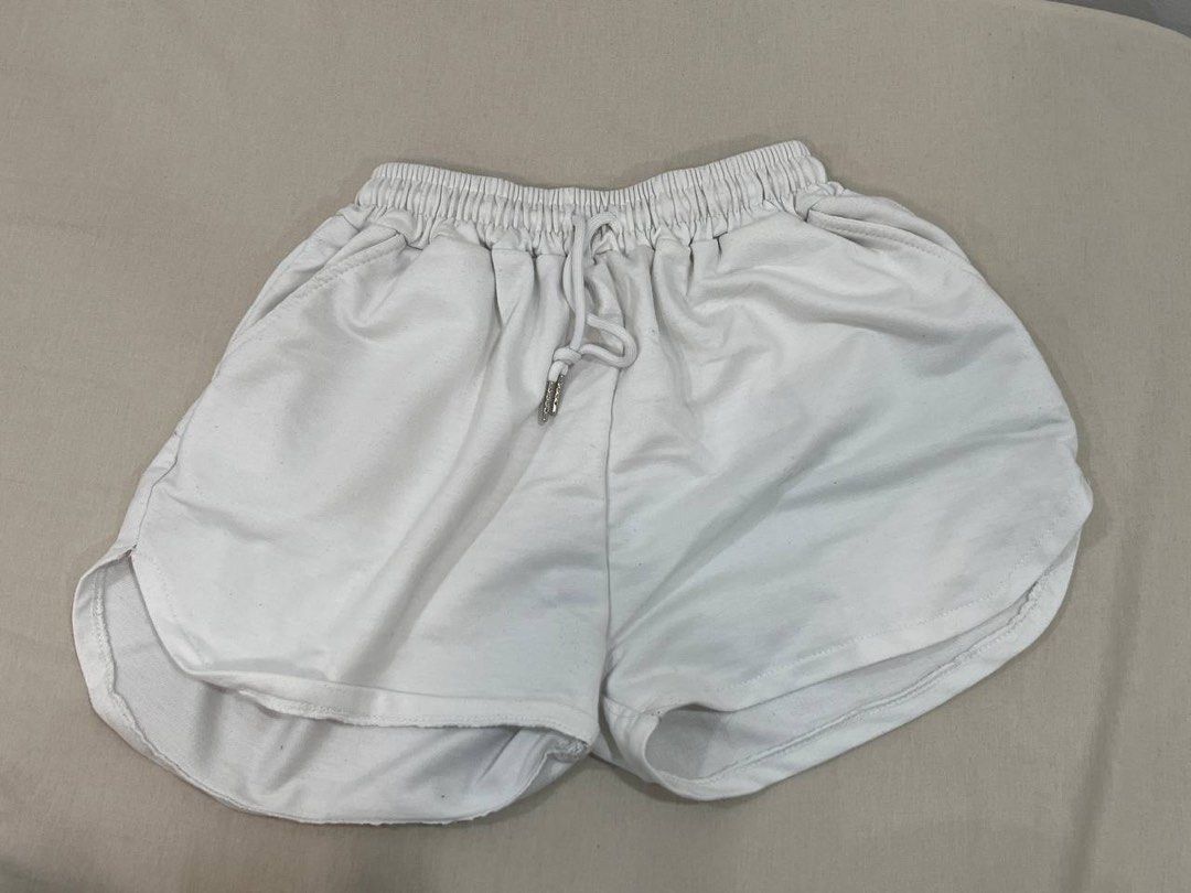 white sweatshorts Women s Fashion Bottoms Shorts on Carousell