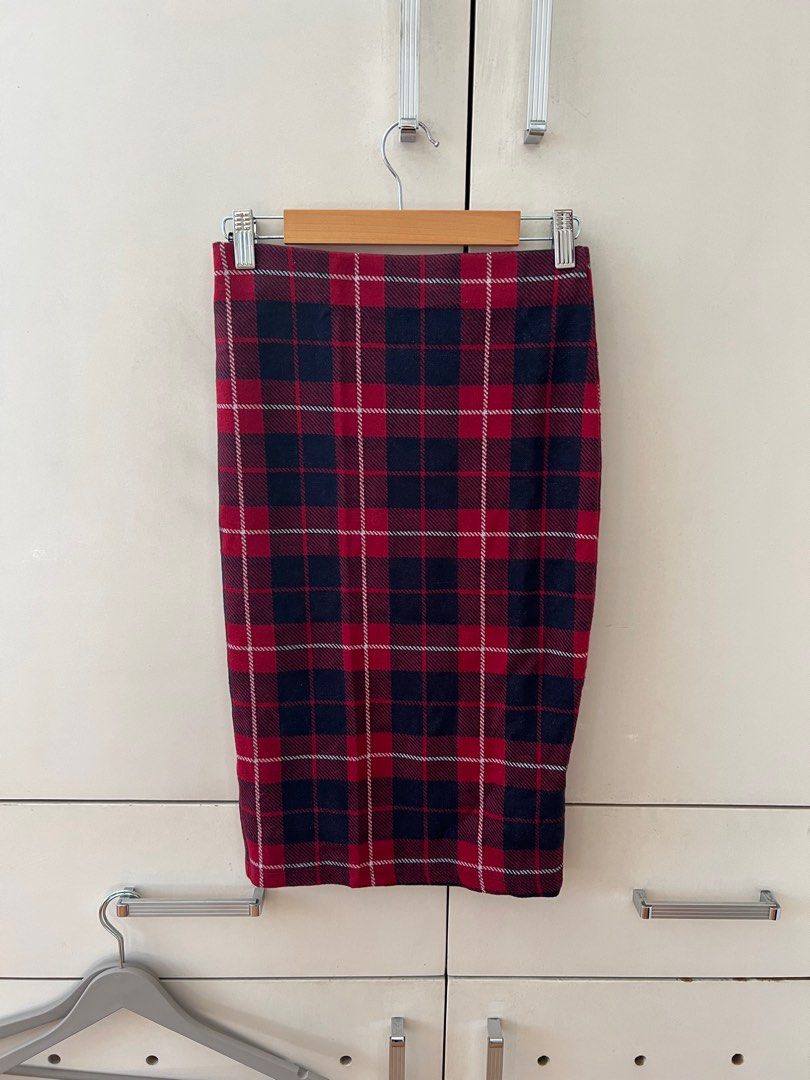 Red and blue pencil skirt sale