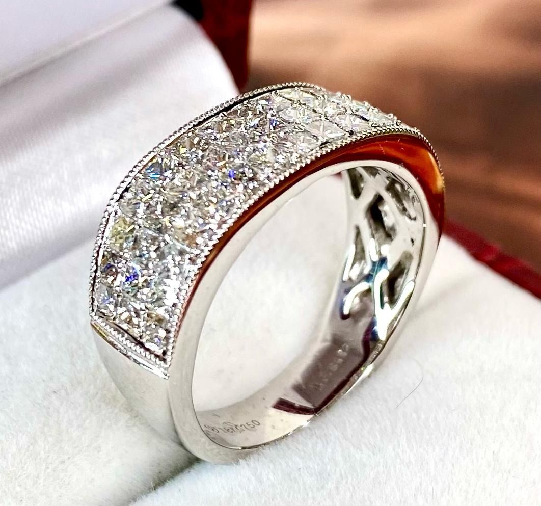 18K White Gold Diamond Men Ring Women s Fashion Jewelry