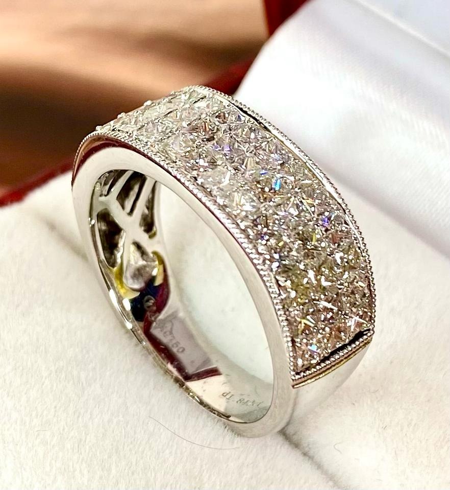 18K White Gold Diamond Men Ring Women s Fashion Jewelry