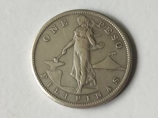 1907 One Peso USPI Silver Philippine Coin